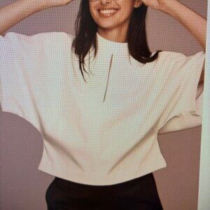 XS White NWT Anthroplogie Maeve Mock-neck Batwing Top